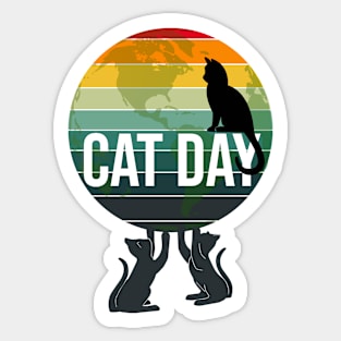 International Cat Day Retro Sticker